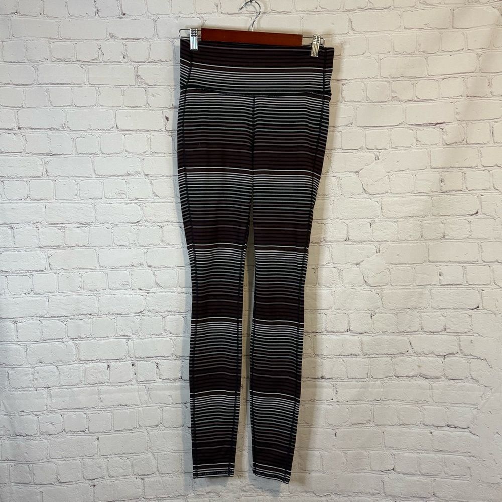ATHLETA Chaturanga Expanse Stripe Colorblock High Rise purple tight Yoga S Tall